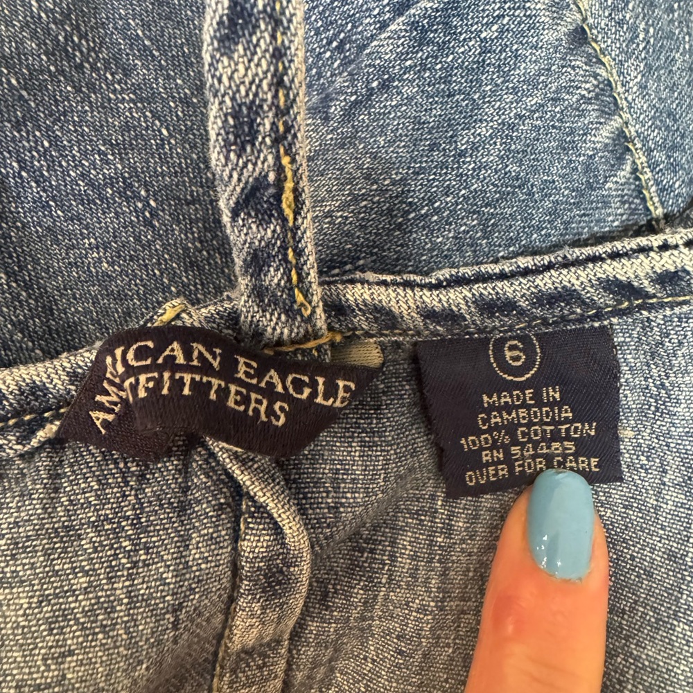 5 for $30 AMERICAN EAGLE OUTFITTERS Blue Denim Midi Dress - Picture 6 of 6